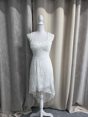 Deb White Lace High-Low Sundress Y2K 1990's Vintage Size S